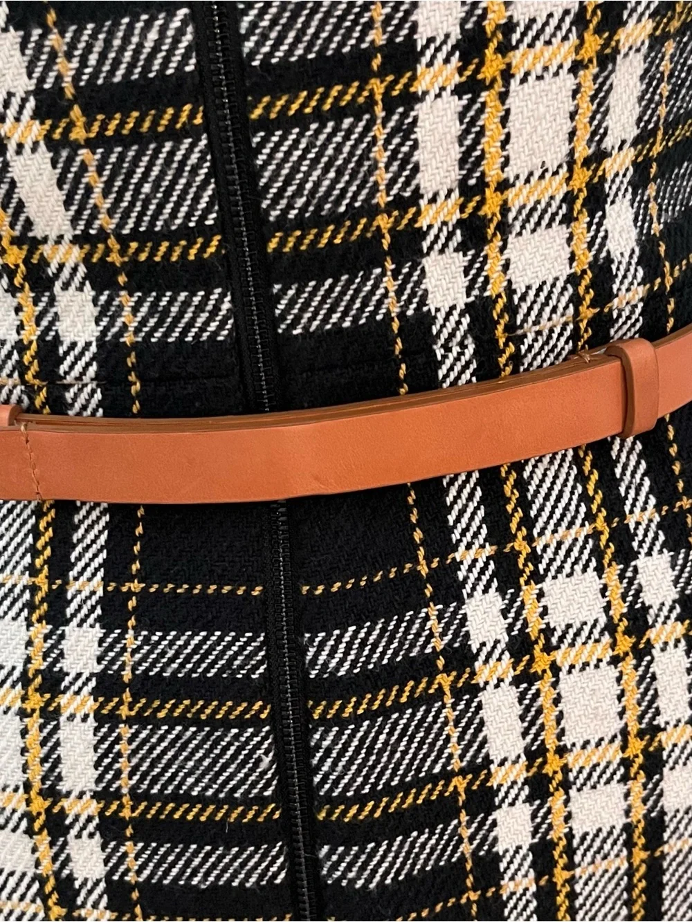 Michael Kors Tan Genuine Leather Belt with Gold MK Logo Buckle
